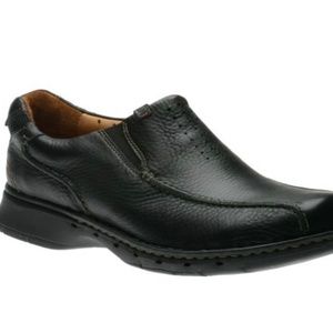 Clarks Black Leather Shoes Mens Unseal Unstructured 9 Wide